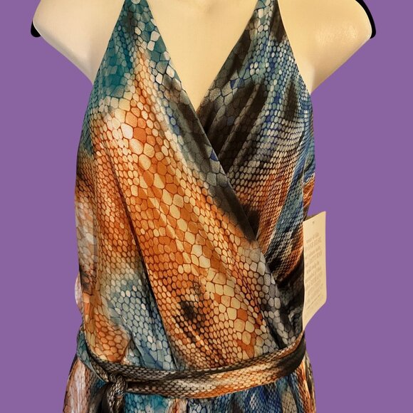 Boston Proper Python Melange Maxi Halter Dress 6 Whimsical Flowing Cruise NWT - Picture 11 of 15
